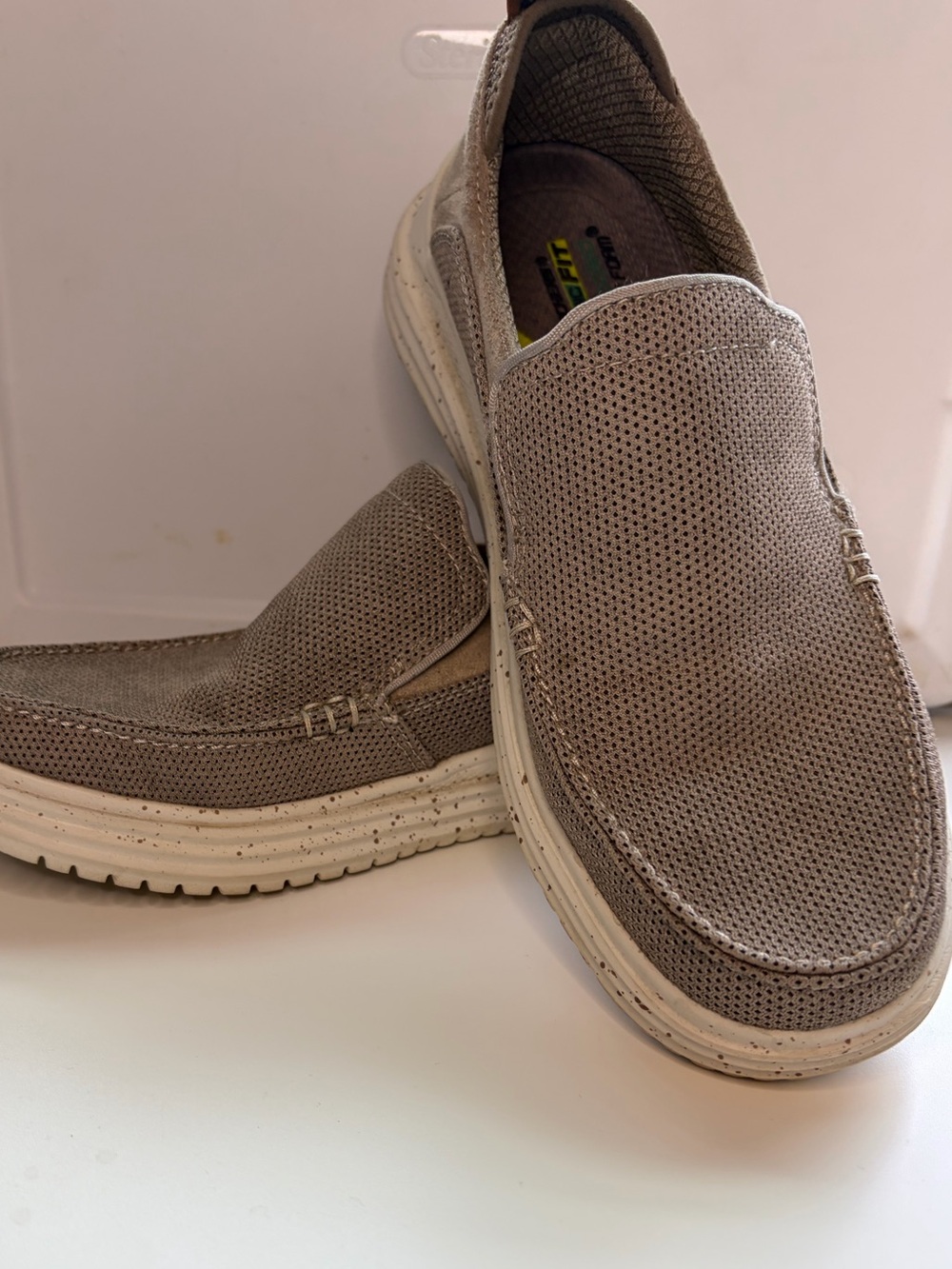 Men's Slip-On Sketchers Casual Loafers in Taupe Comfort